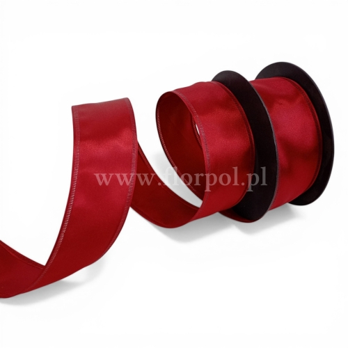 Wstążka atłasowa - drucik  4/10 1szt  bordo
