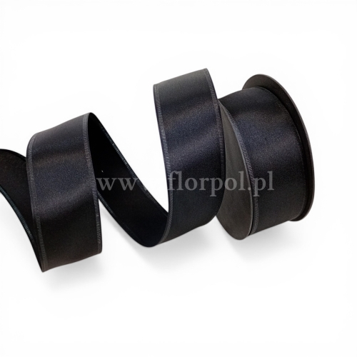 Wstążka atłasowa - drucik  4/10 1szt  czarny