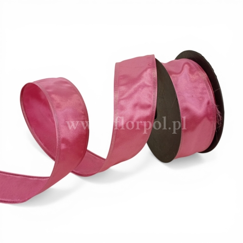 Wstążka atłasowa - drucik  4/10 1szt różowy
