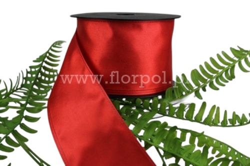 wstążka atłasowa - drucik  7/10 1szt czerwony