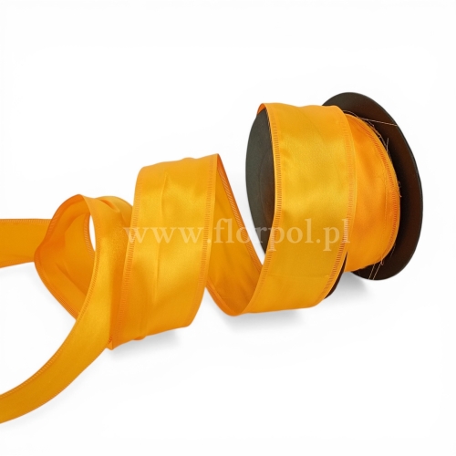 Wstążka atłasowa - drucik  4/10 1szt żółtko