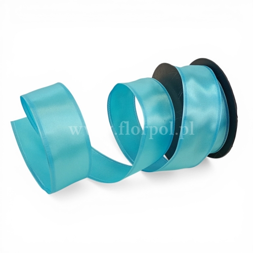 Wstążka atłasowa - drucik  4/10 1szt niebieski