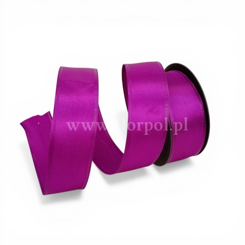 Wstążka atłasowa - drucik  4/10 1szt purpura