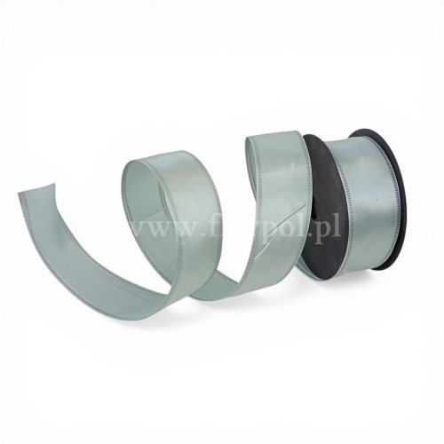 Wstążka atłasowa - drucik  4/10 1szt blada mięta