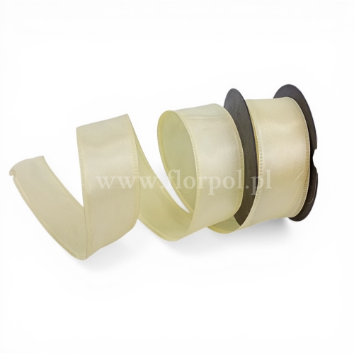 Wstążka atłasowa - drucik  4/10 1szt wanilia 