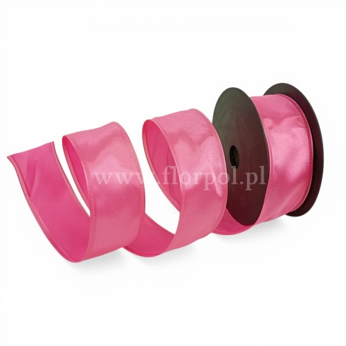 Wstążka atłasowa - drucik  4/10 1szt łososiowy róż