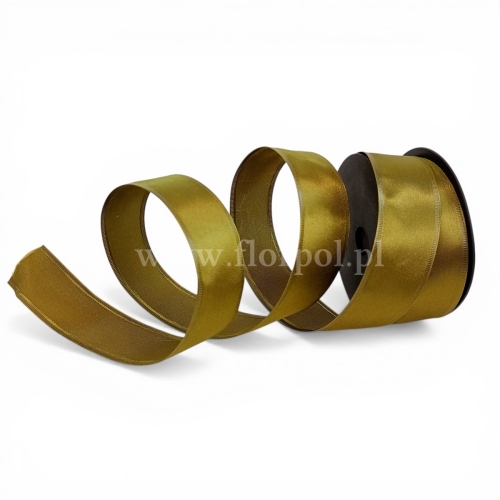 Wstążka atłasowa - drucik  4/10 1szt zgniła zieleń