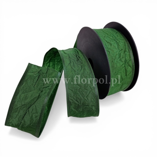 Wstążka gnieciona 4/10 1szt ciemna zieleń