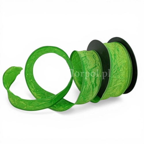 Wstążka gnieciona 4/10 1szt zielony