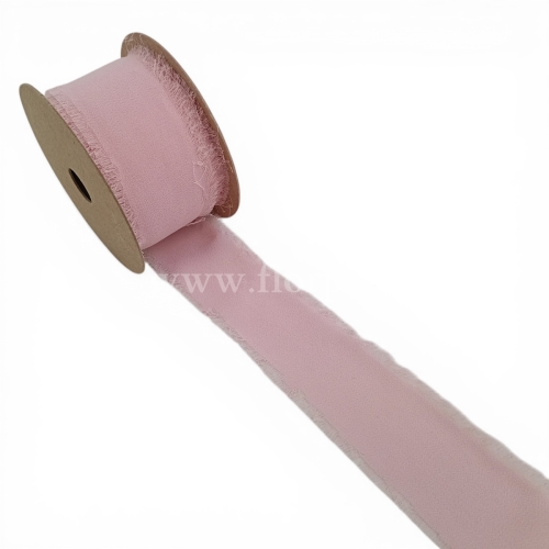 Wstążka  boho szarpana 1sz pudrowy róż