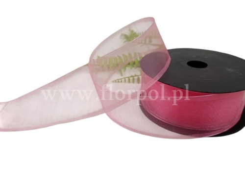 Szyfon z drucikiem wstążka 4/9 indyjski róż