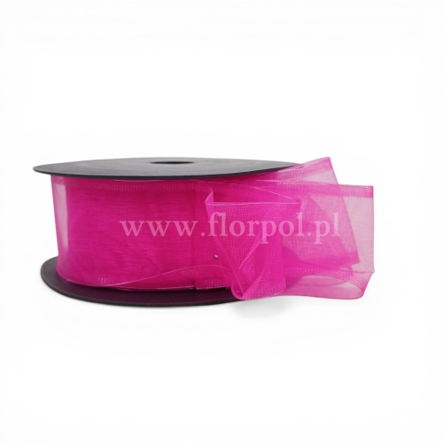 Szyfon z drucikiem wstążka 4/9 1szt różowy