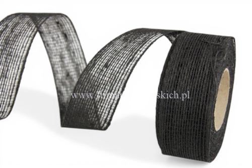 wstążka jutowa barwiona 3cm/8m 1szt czarny