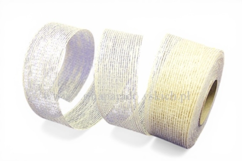 wstążka jutowa barwiona 3cm/8m 1szt ecru 