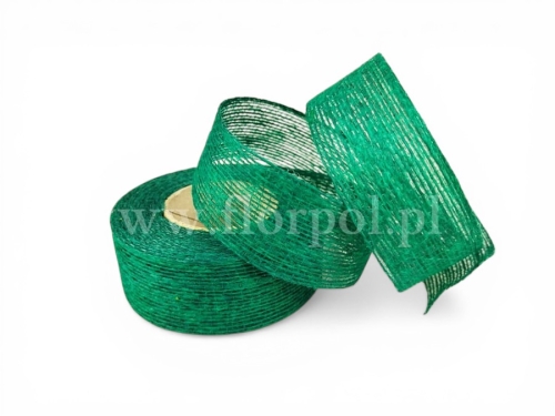wstążka jutowa barwiona 3cm/8m 1szt butelkowa zieleń
