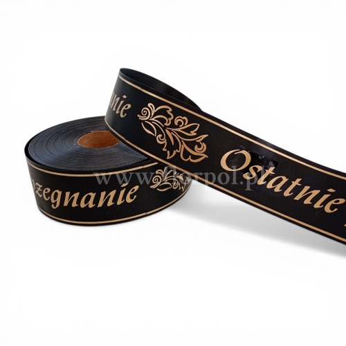 Wstążka pogrzebowa  drukowana p.ręczne  5/100 1szt czarny