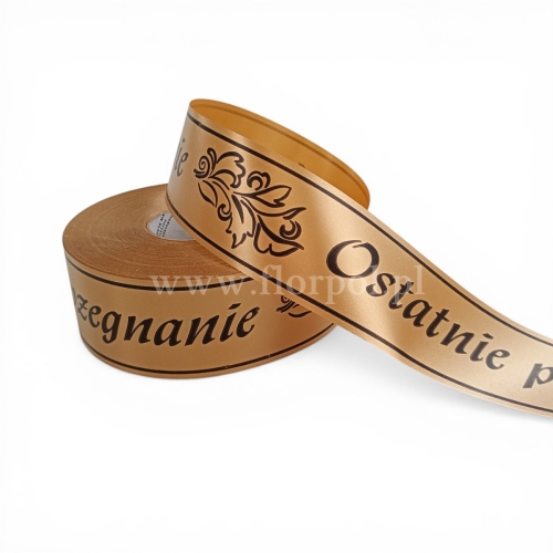 Wstążka pogrzebowa  drukowana p.ręczne  5/100 1szt złoty/czarny(113160_42-45-00)