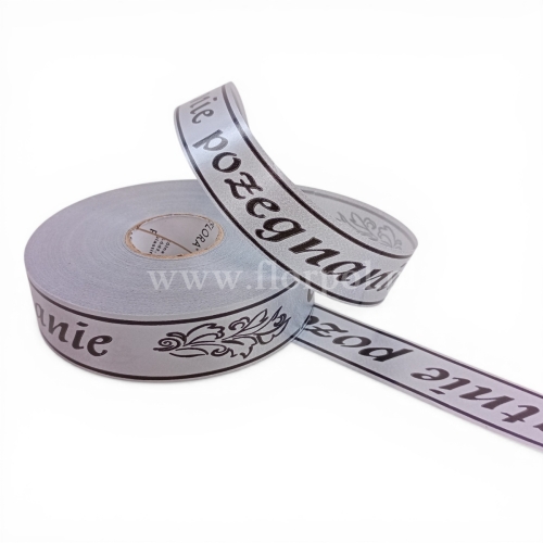 Wstążka pogrzebowa  drukowana p.ręczne  3/100 1szt srebrny/czarny (113160_03-45-00)