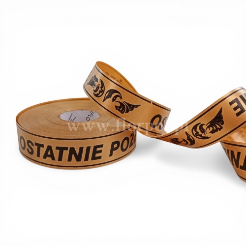 Wstążka pogrzebowa  drukowana p.druk  3/100 1szt złoty/czarny (113008_42-45-00)