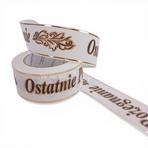 Wstążka pogrzebowa złoty pasek p.ręczne 5/50 1szt biały//złoty/czarny (113135_01-42-45)