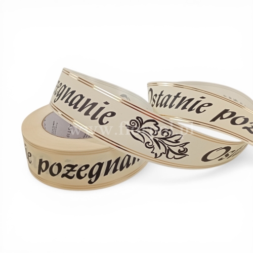 Wstążka pogrzebowa złoty pasek p.ręczne 4/50 1szt krem/czarny (113081_04-45-00)