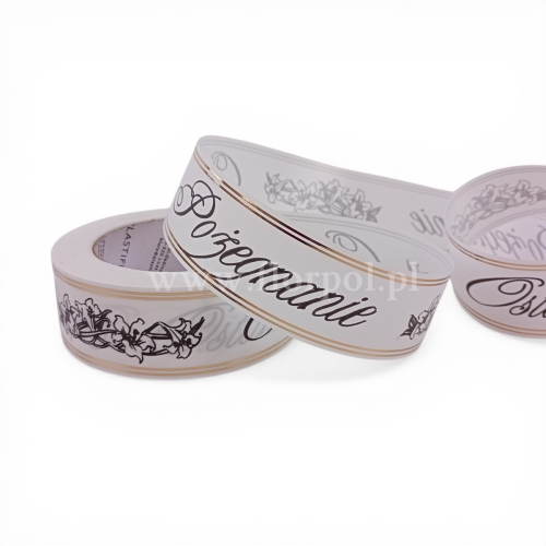 Wstążka pogrzebowa złoty pasek p.ręczne 4/50 1szt biały/czarny (113080_01-45-00)