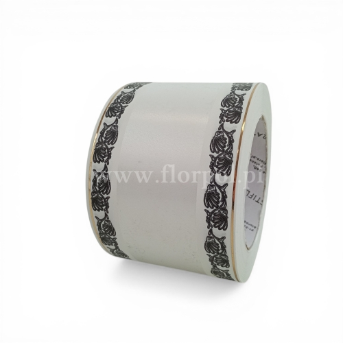 Szarfa pogrzebowa czysta złoty pasek 8/50 1szt biały (113174_01-45-00)