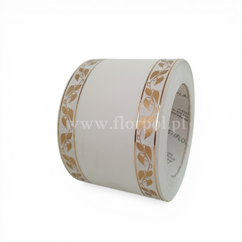 Szarfa pogrzebowa czysta złoty pasek 8/50 1szt ecru