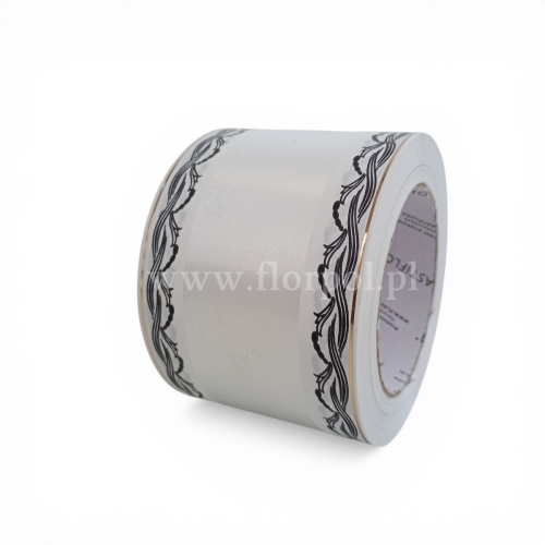 Szarfa pogrzebowa czysta złoty pasek 8/50 1szt biały (113173_01-45-00)