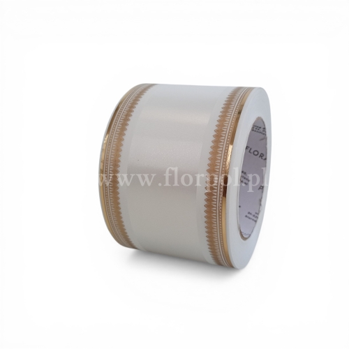 Szarfa pogrzebowa czysta złoty pasek 8/50 1szt biały (113171_01-42-00)