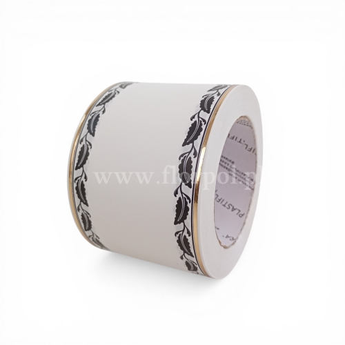 Szarfa pogrzebowa czysta złoty pasek 8/50 1szt biały (113095_01-45-00)