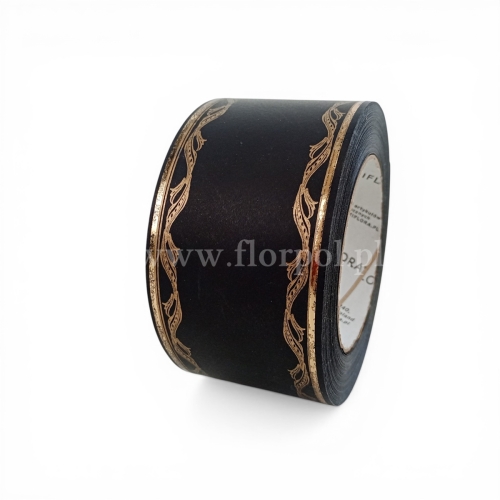 Szarfa pogrzebowa czysta złoty pasek 6/50 1szt czarny (113086_45-42-00)