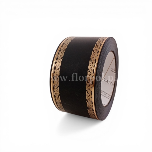 Szarfa pogrzebowa czysta złoty pasek 6/50 1szt czarny (113084_45-42-00)