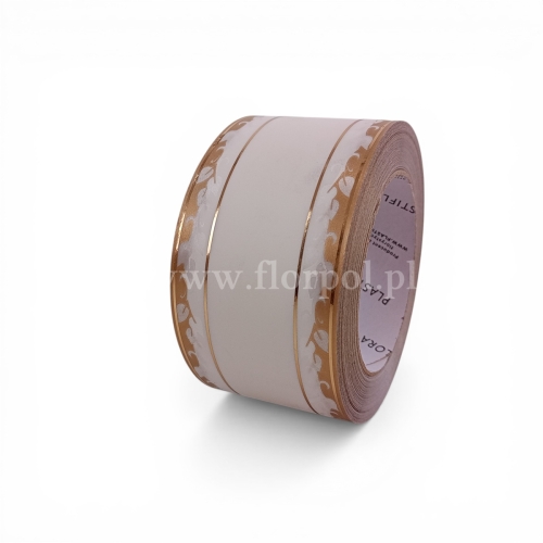 Szarfa pogrzebowa czysta złoty pasek 6/50 1szt ecru (113020_01-42-00)