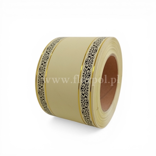 Szarfa pogrzebowa czysta złoty pasek 8/50 1szt wanilia (FY80)