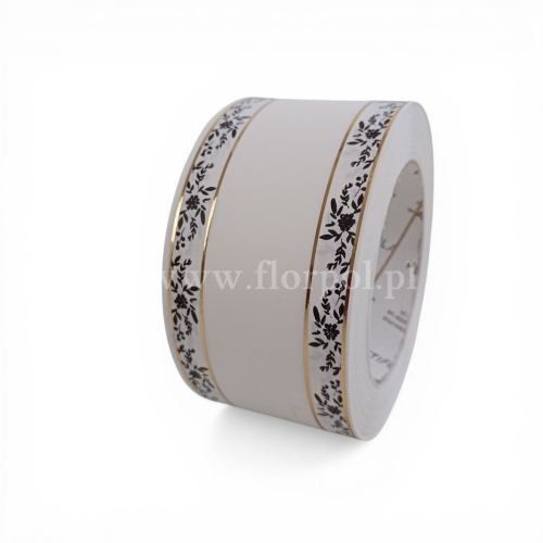 Szarfa pogrzebowa czysta złoty pasek 6/50 1szt  biały/czarny (113319_01-45-00)