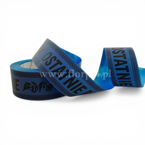 Wstążka pogrzebowa drukowana 5/50 1szt niebieski (113353_28-45-00)