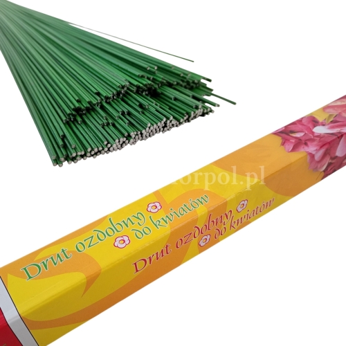 Drut ozdobny do kwiatów 40cm  1kg zielony - różne średnice