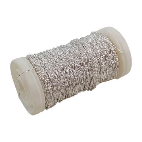Karbowany drucik florystyczny cienki na szpulce 50g srebrny
