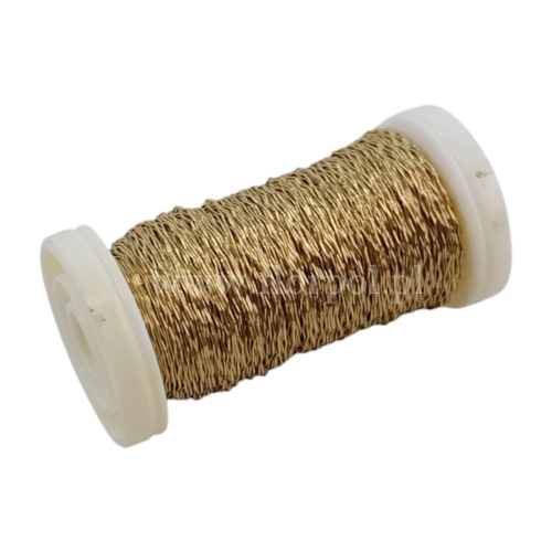 Karbowany drucik florystyczny cienki na szpulce 50g złoty