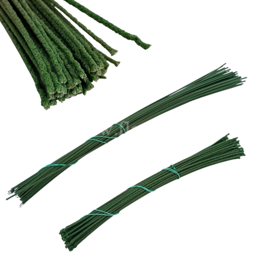 Drut WN  do główek kwiatowych 25cm  zielony 