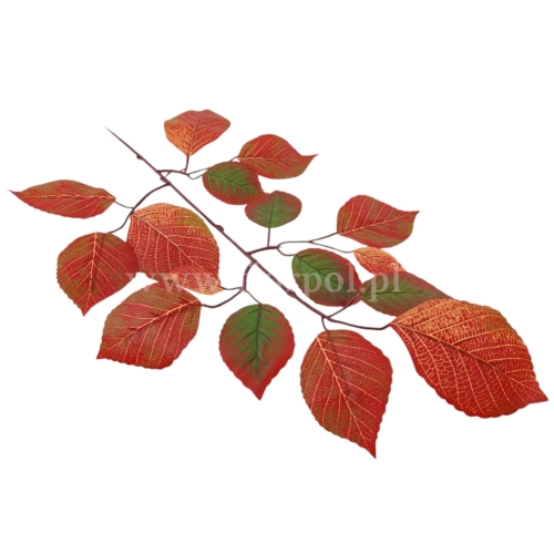 gałązka liście róży 12szt jesienna czerwień/zieleń