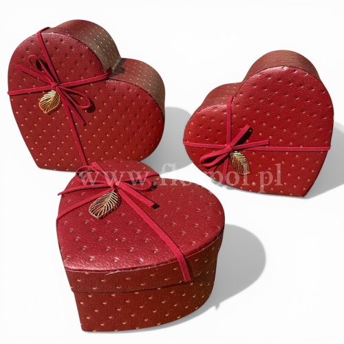 Box pikowane serce - skaj kpl 3szt bordo (H2510305)