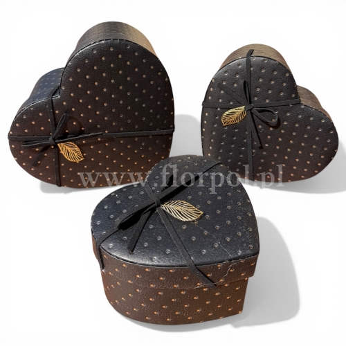 Box pikowane serce - skaj kpl 3szt czarny (H2510305)