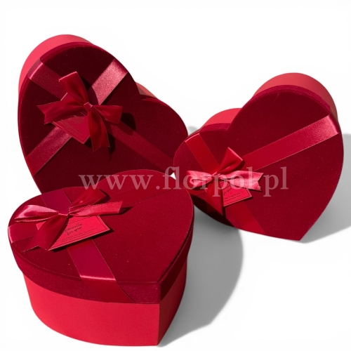 Box welurowe serce kpl 3szt czerwony (H2404406)