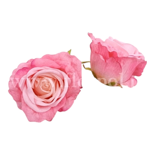 Róża wyrobowa usztywniana 12szt #6 jasny róż/jeśniejszy środek (ROK)