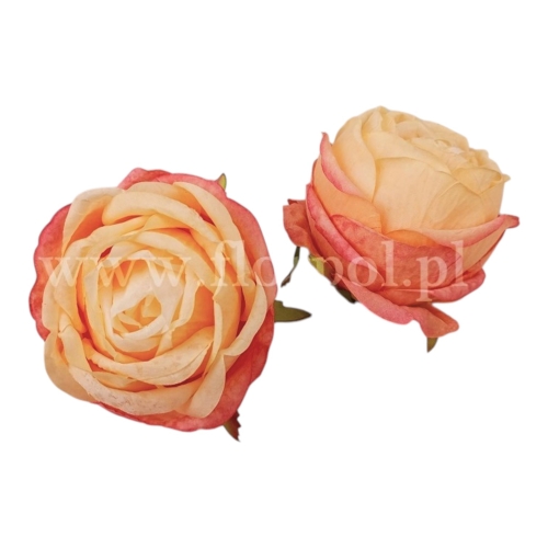 Róża wyrobowa kulka 12szt #4 j.pomarańcz/j.czerwień/kremowy środek (ROB)