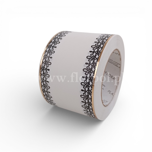 Szarfa pogrzebowa czysta złoty pasek 8/50 1szt biały (113253_01-45-00)