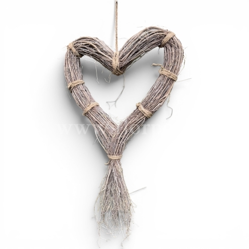 Serce, baza z suszonych gałązek 1szt bielony (TRE25ND0481)