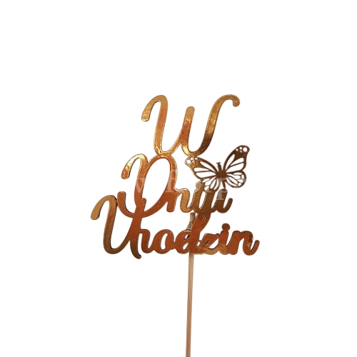 Topper - W dniu urodzin - motylek 10szt złoty